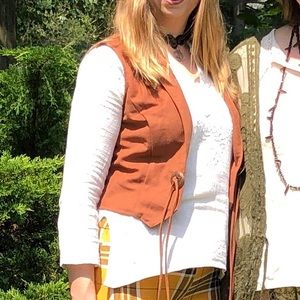 Authentic vintage 1970s sueded fabric vest - size small